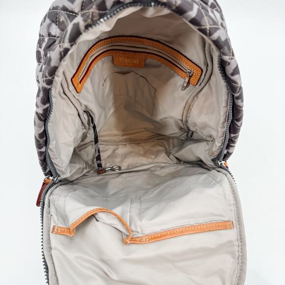 MZ Wallace Backpack Metro Leopard Quilted Top‎ Handle Pocket Nylon Travel Gray - Picture 7 of 9